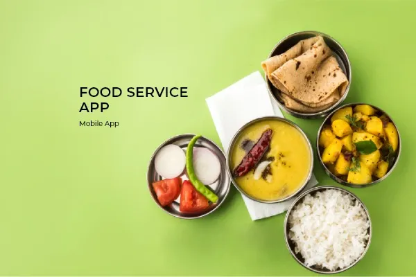 Steel bowls of dal, rice, sabzi and chapati on a green background