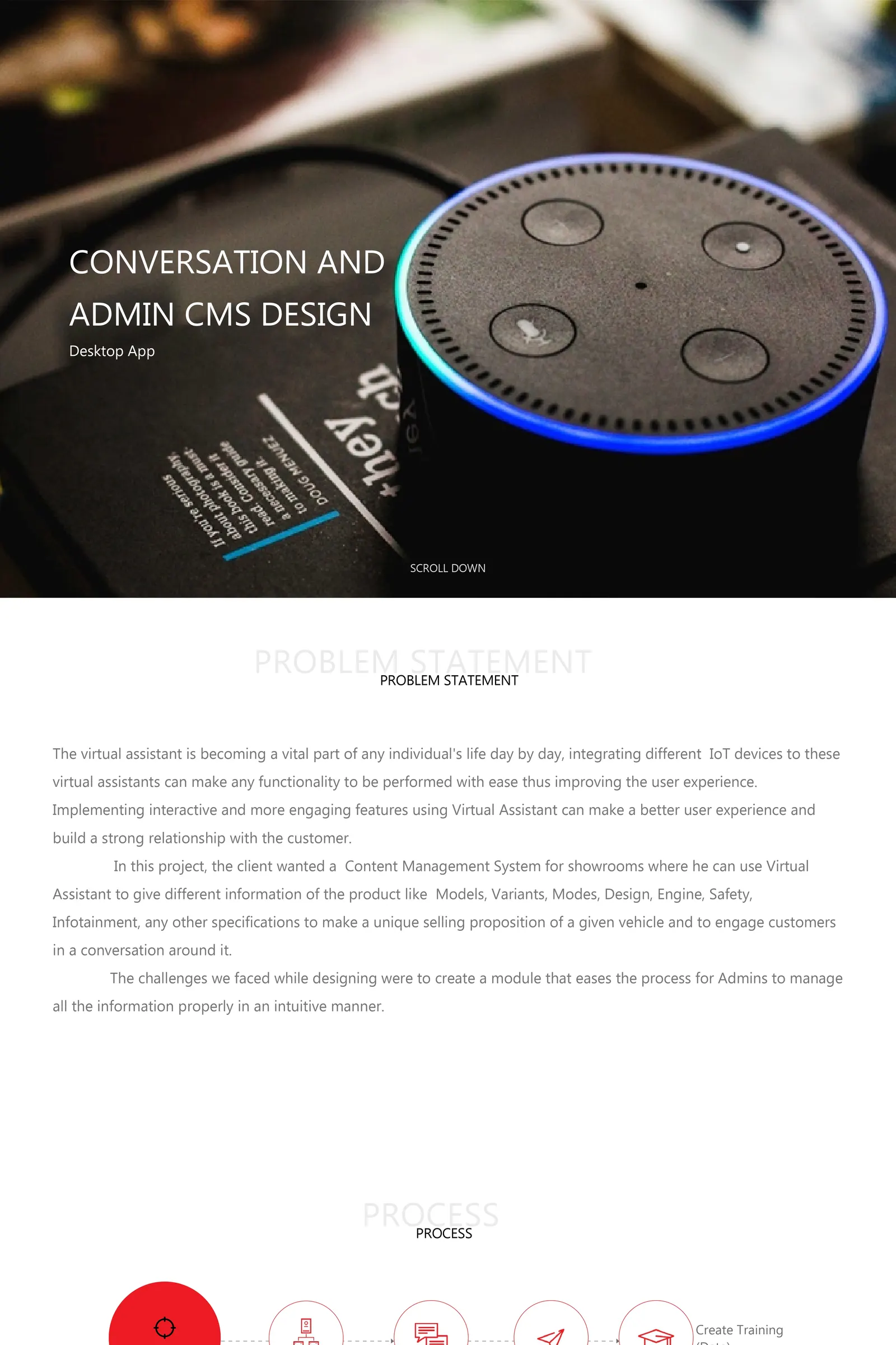 Conversation & Admin CMS case study board 1 of 3