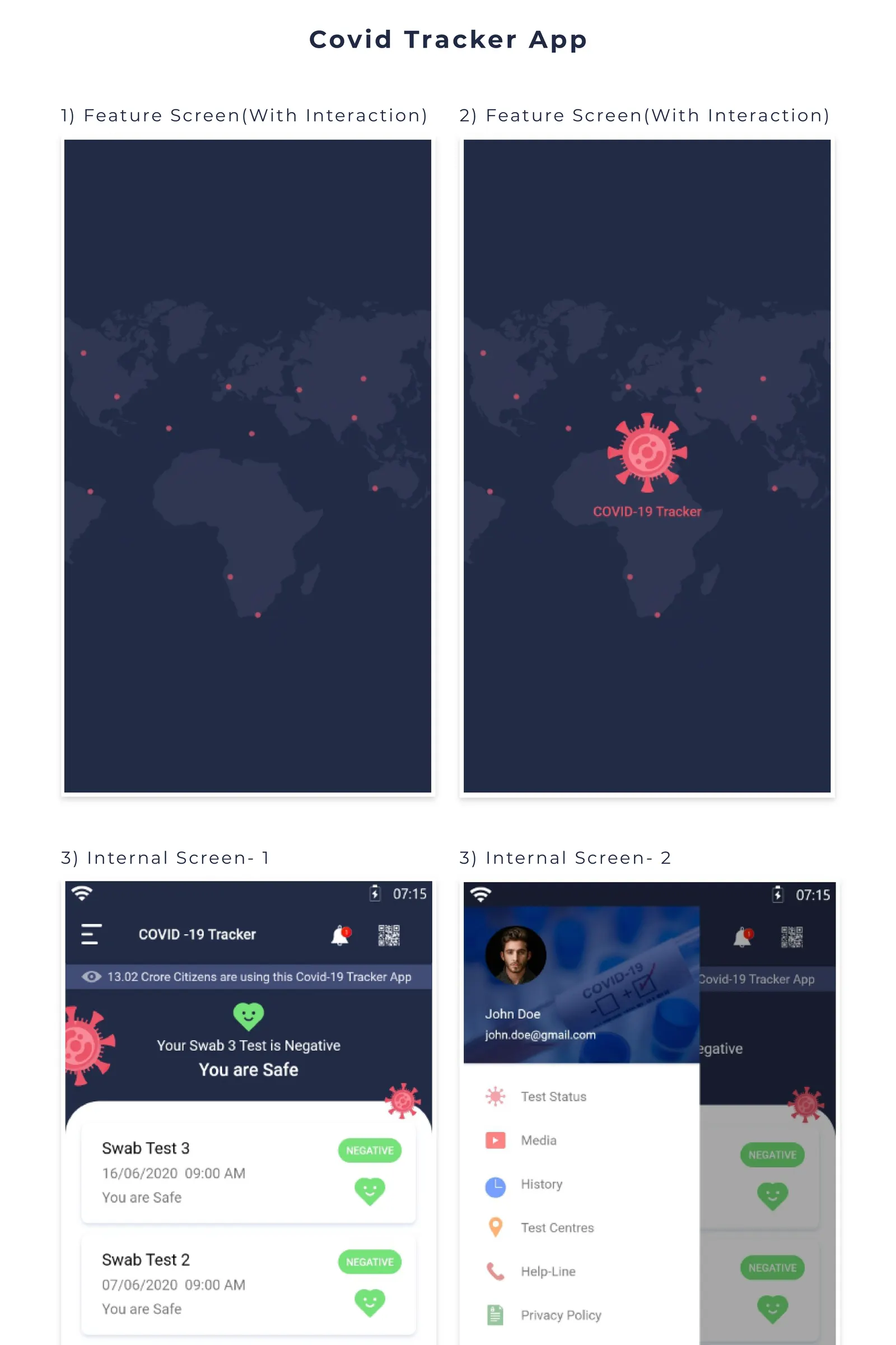 Covid Tracker App case study board 1 of 2