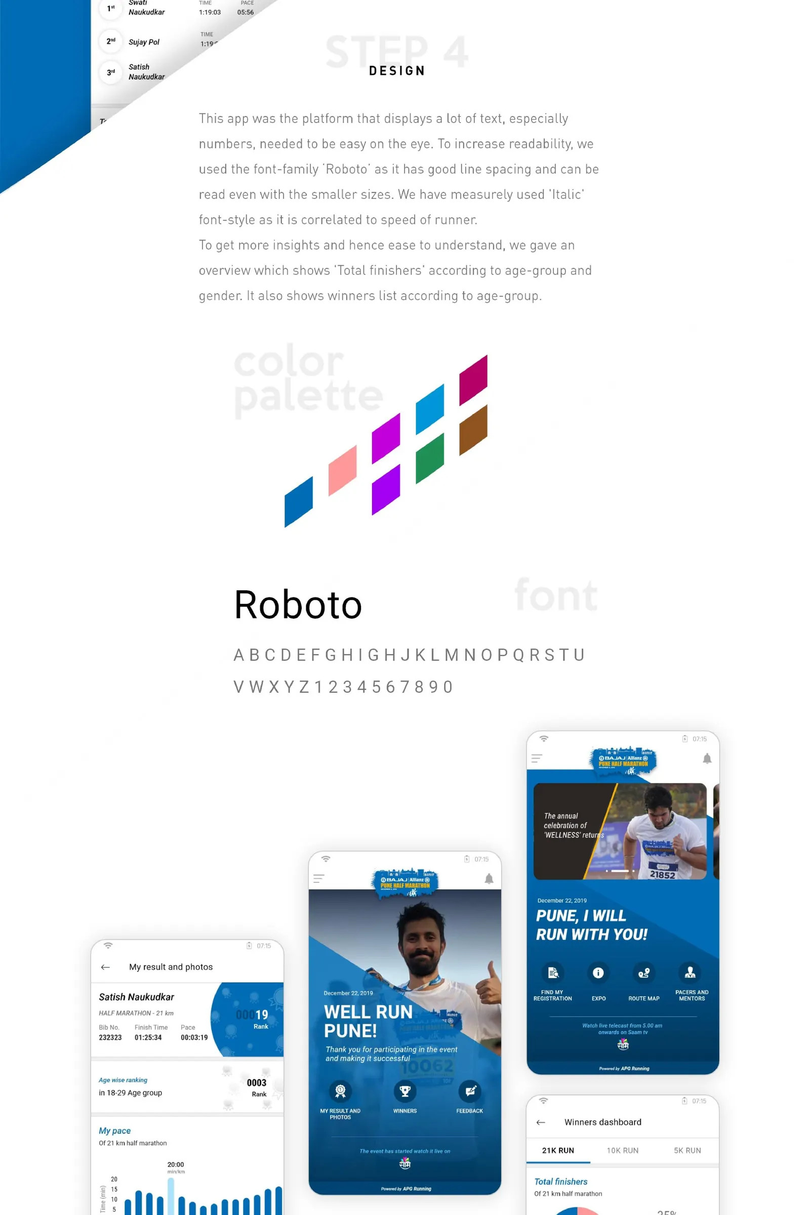 Marathon App case study board 3 of 4